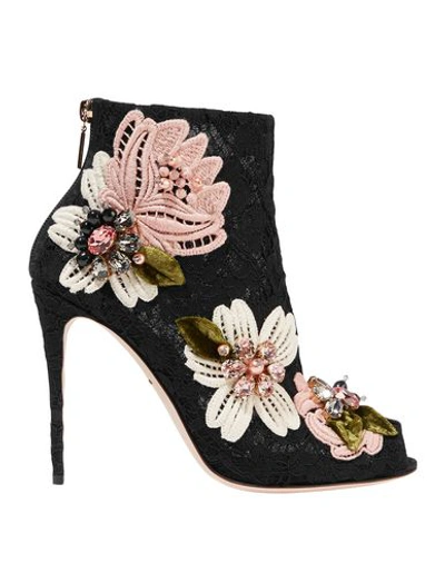 Shop Dolce & Gabbana Woman Ankle Boots Black Size 6 Cotton, Viscose, Polyamide