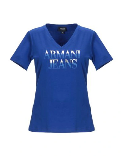 Shop Armani Jeans T-shirts In Bright Blue