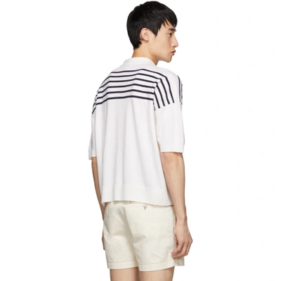 Shop Loewe White And Blue Wool Striped Polo In 2105 Wht Bl