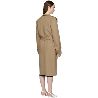 Shop Joseph Tan Double Wool Gloss Lista Coat In 0150 Camel