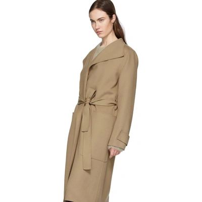 Shop Joseph Tan Double Wool Gloss Lista Coat In 0150 Camel