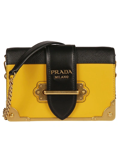 Shop Prada Mini Cahier Shoulder Bag In Soleil/nero