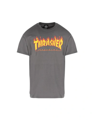Shop Thrasher Flame T-shirt Man T-shirt Grey Size Xl Cotton