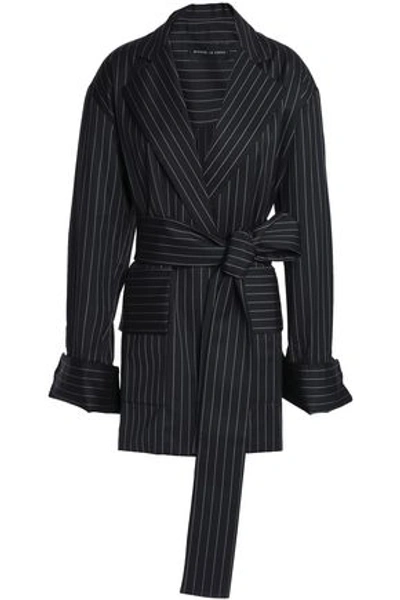 Shop Michael Lo Sordo Woman Belted Prince Of Wales Checked Wool Blazer Black