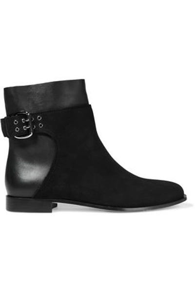 Shop Jimmy Choo Woman Major Suede And Leather Ankle Boots Black