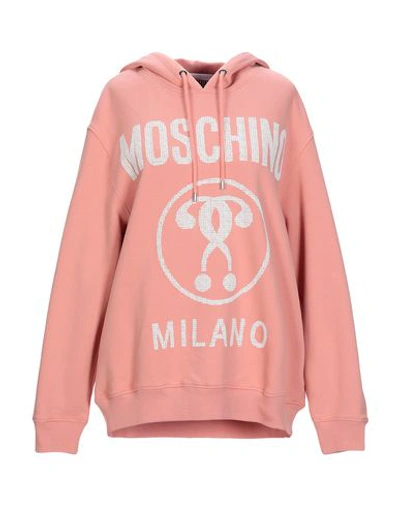 Shop Moschino Hooded Sweatshirt In Pastel Pink