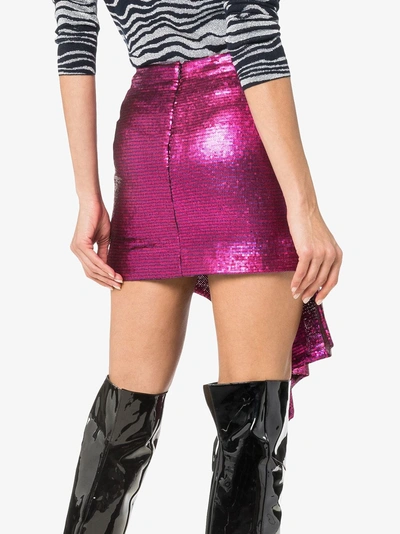 Shop Halpern Asymmetric Hem Mini Skirt In Multicoloured