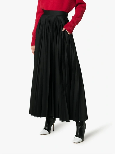 Shop Khaite Keira Wide Leg Pleated Trousers In Black