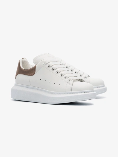 Shop Alexander Mcqueen White And Rose Gold Oversized Sneakers