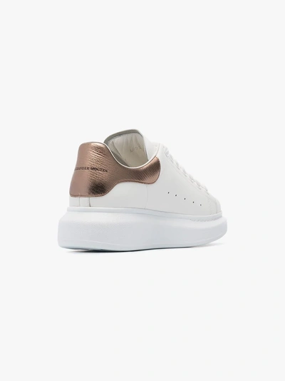 Shop Alexander Mcqueen White And Rose Gold Oversized Sneakers