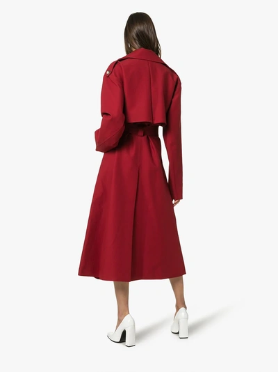 Shop Khaite Lauren Cotton Trench Coat In Red