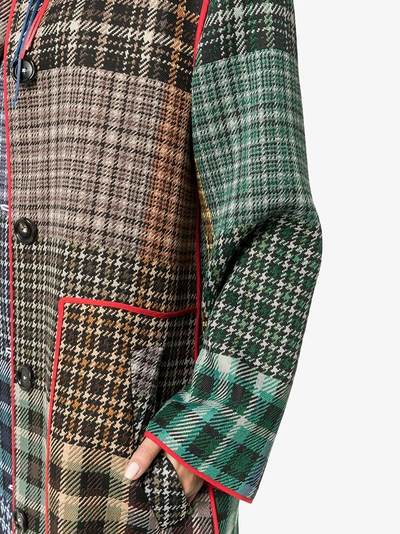 Shop Marni Patchwork Check Print Coat In Multicolour
