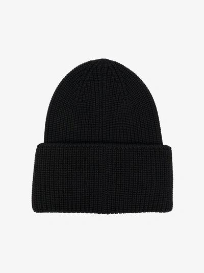 Shop Moncler Logo Beanie In Black