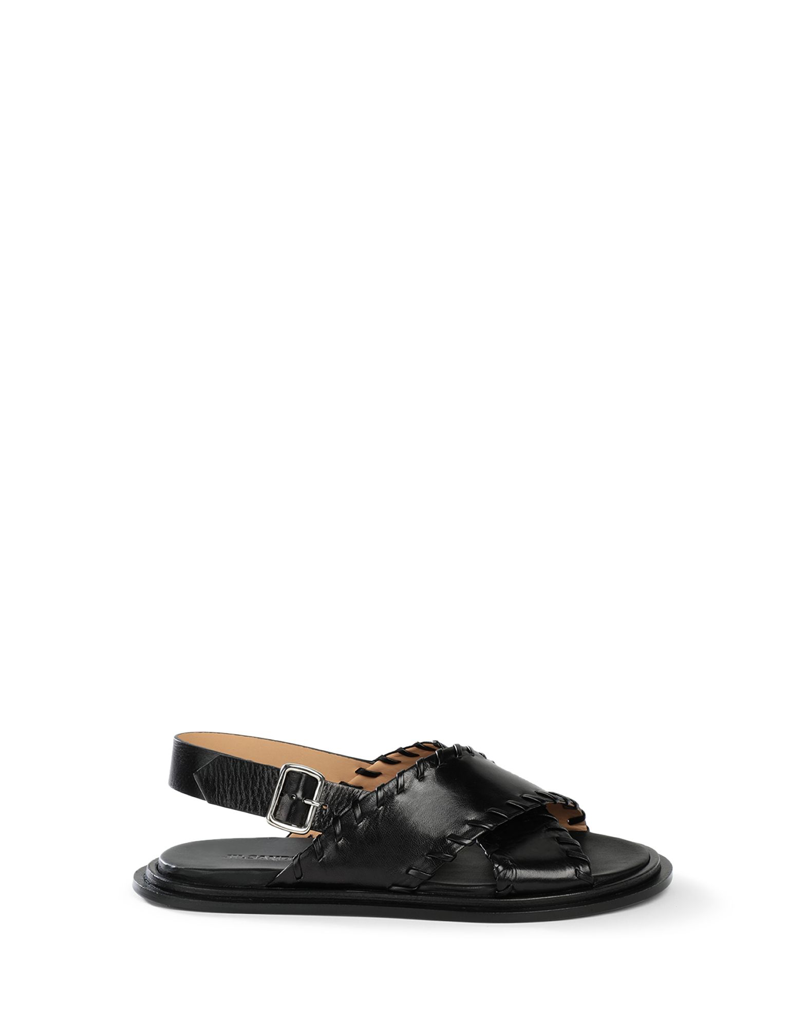 Jil Sander Leather Crossover Sandals In Black | ModeSens