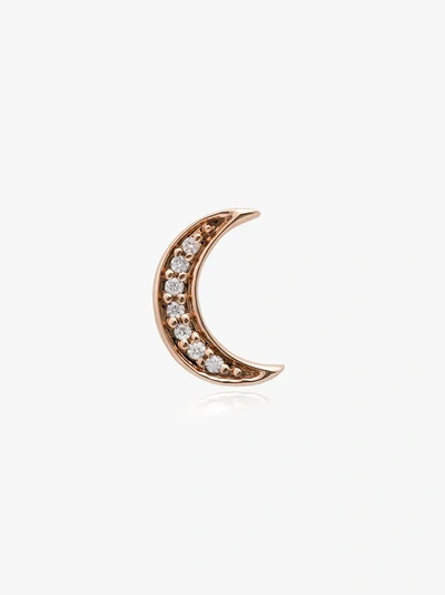 Shop Andrea Fohrman 14k Rose Gold Diamond Moon Earring In Metallic