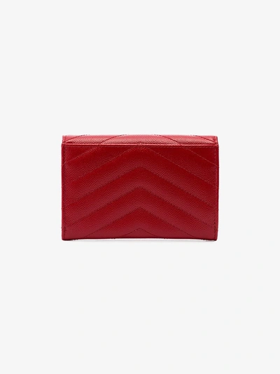 Shop Saint Laurent Monogram Quilted Leather Wallet In 6515 Red