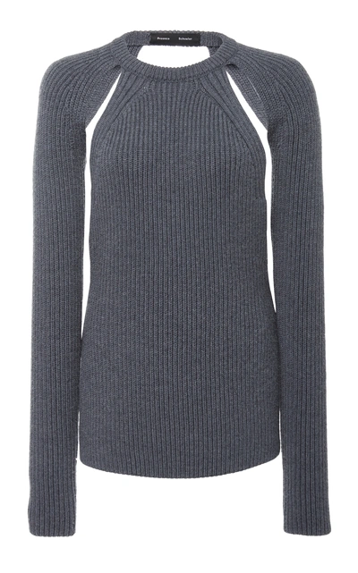 Shop Proenza Schouler Backless Cut Out Detail Wool-blend Sweater In Grey