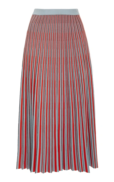Shop Proenza Schouler Striped Knit Jacquard Midi Skirt In Blue