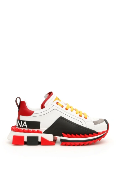 Shop Dolce & Gabbana Super King Sneakers In Bianco Rosso|bianco