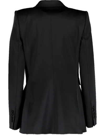 Shop Dolce & Gabbana Peak Lapel Fitted Satin Blazer In Black