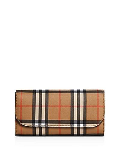 Shop Burberry Vintage Check & Leather Continental Wallet In Black/check/gold