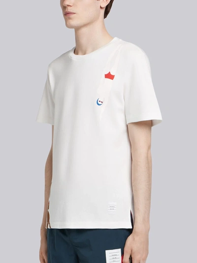 Shop Thom Browne Printed Swimmer Solid Jersey Tee In White
