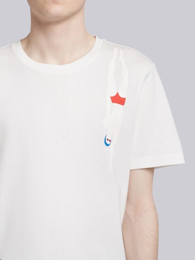 Shop Thom Browne Printed Swimmer Solid Jersey Tee In White