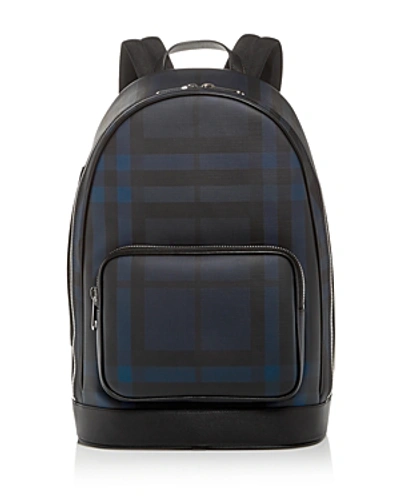 Shop Burberry Rocco London Check Backpack In Navy/black