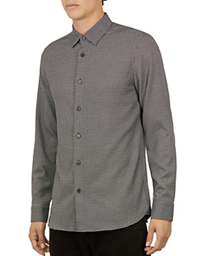 Shop Ted Baker Wapping Geo Slim Fit Button-down Shirt In Black