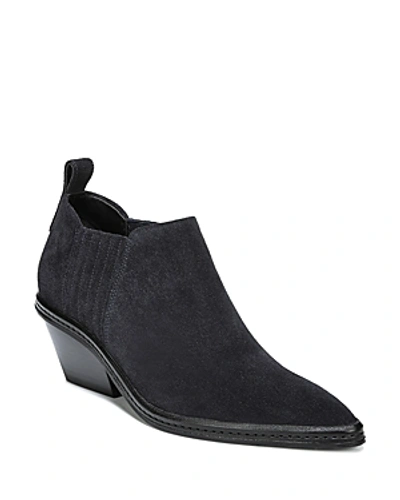 Shop Via Spiga Women's Farly Pointed-toe Mid-heel Ankle Booties In Ink Suede