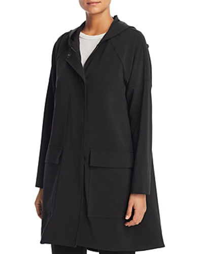 Shop Eileen Fisher Hooded A-line Jacket In Black