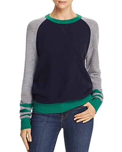 Shop Aqua Cashmere Stripe Color-block Sweater - 100% Exclusive In Navy/charcoal