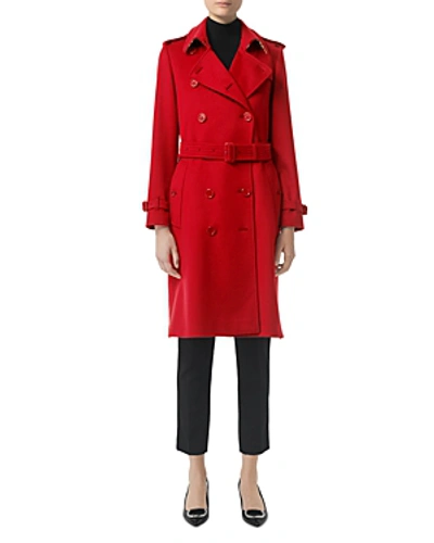 Shop Burberry Kensington Cashmere Trench Coat In Parade Red