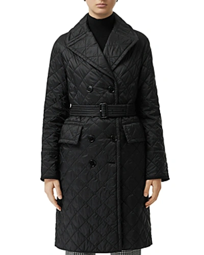 Shop Burberry Double-breasted Quilted Trench Coat In Black