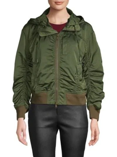 Shop Vince Full-zip Hooded Jacket In Green