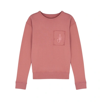 Shop Jw Anderson Pink Logo-embroidered Cotton Sweatshirt