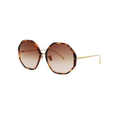 Shop Linda Farrow Luxe 901 Tortoiseshell Oversized Sunglasses