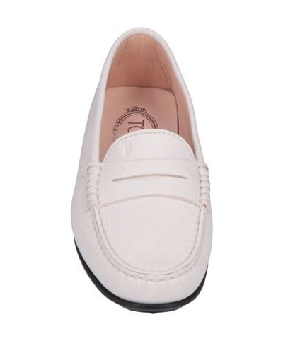 Shop Tod's Woman Loafers White Size 11 Leather