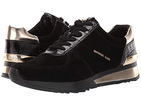 michael kors black and gold tennis shoes