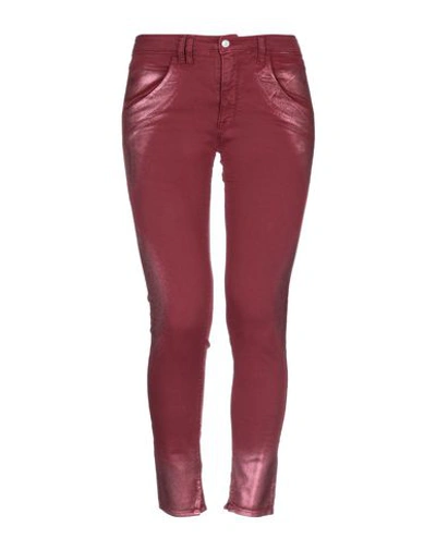 Shop Cycle Woman Pants Burgundy Size 28 Cotton, Elastane In Red