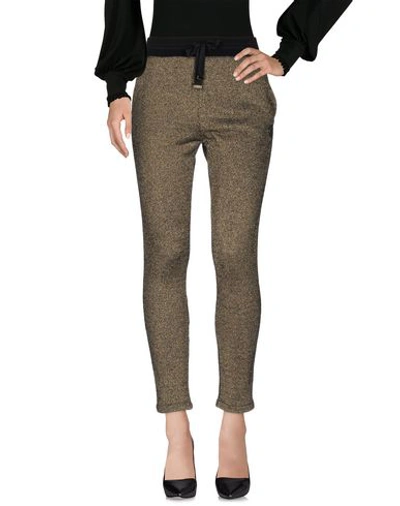 Shop Roberto Cavalli Gym Casual Pants In Gold