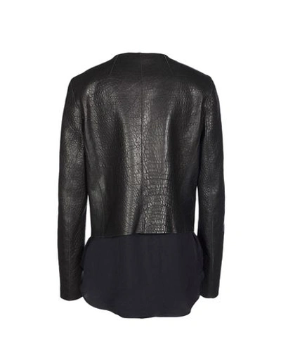 Shop Sandro Leather Jacket In Black