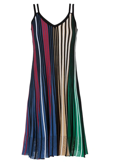 Shop Kenzo Vertical Ribs Dress In Multicolor