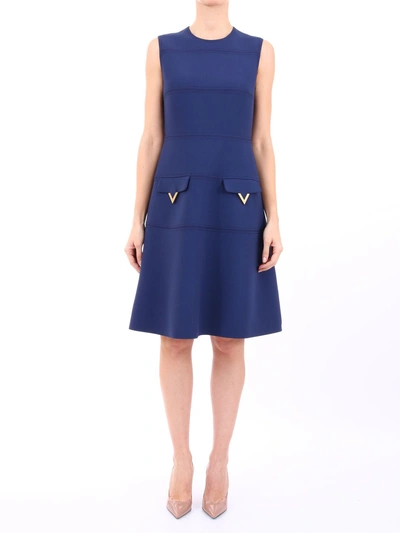 Shop Valentino Blue Dress V Pockets