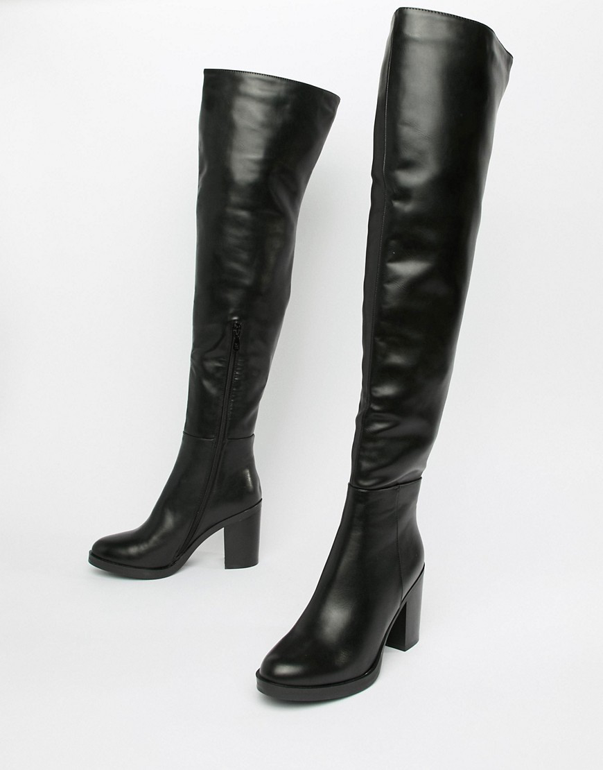 over the knee leather look boots