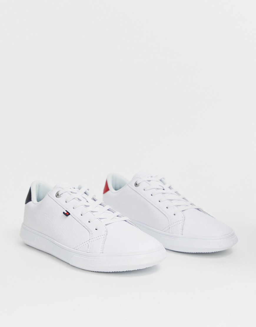 tommy hilfiger essential leather icon logo sneaker in white