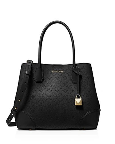 Shop Michael Michael Kors Mercer Gallery Leather Tote In Black/gold
