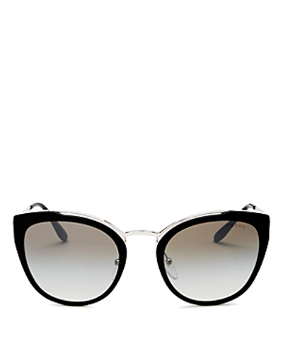 Shop Prada Women's Mirrored Cat Eye Sunglasses, 54mm In Silver Ivory Black/gray Silver