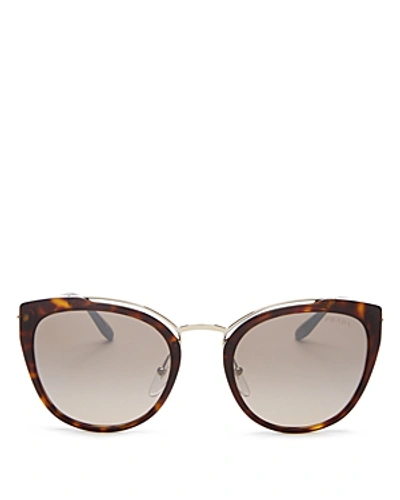 Shop Prada Women's Mirrored Cat Eye Sunglasses, 54mm In Pale Gold Havana/brown Gray