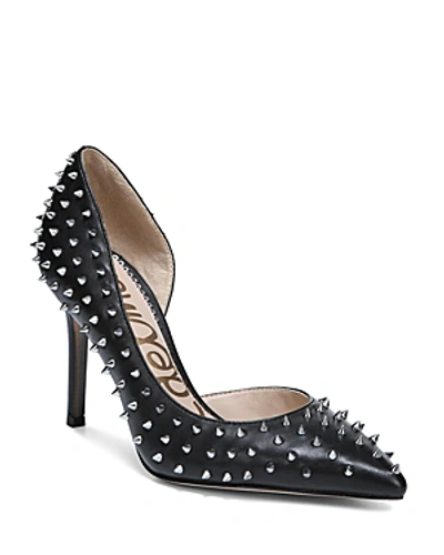 Shop Sam Edelman Women's Hadlee Pointed Toe Studded Pumps In Black Leather